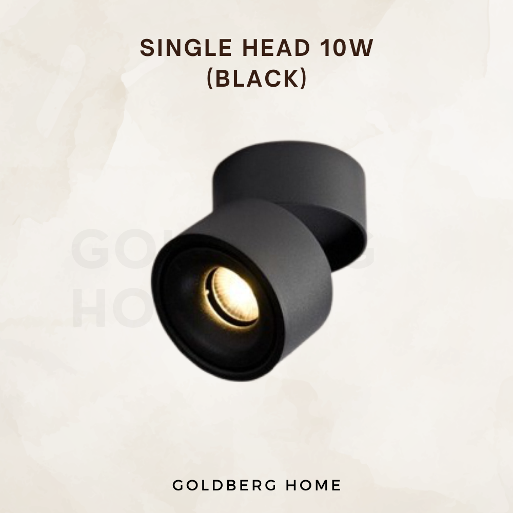 Black Single Head Max Adjustable Spotlight | Surface Mounted Spotlight | Goldberg Home SG