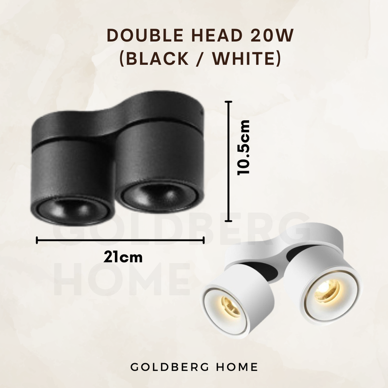 Max Adjustable Surface Mounted Spotlight 10W 20W Black White