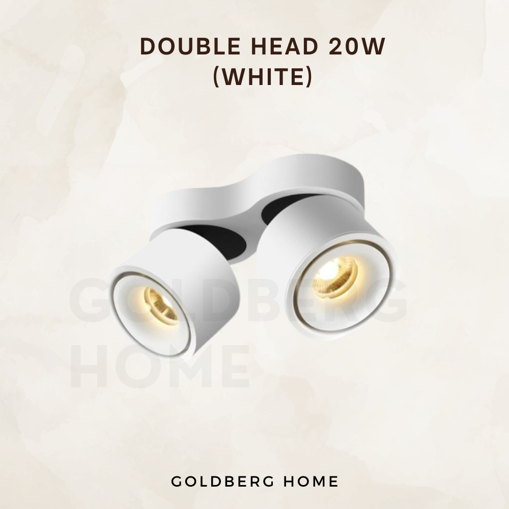 White Double Max Adjustable Spotlight | Surface Mounted Spotlight | Goldberg Home SG