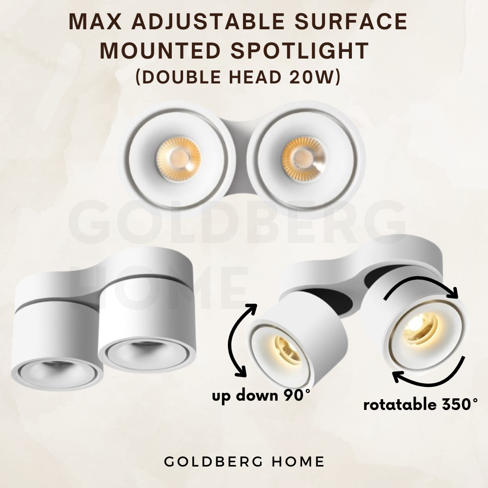 Close up of Max Adjustable Spotlight | Surface Mounted Spotlight | Goldberg Home SG
