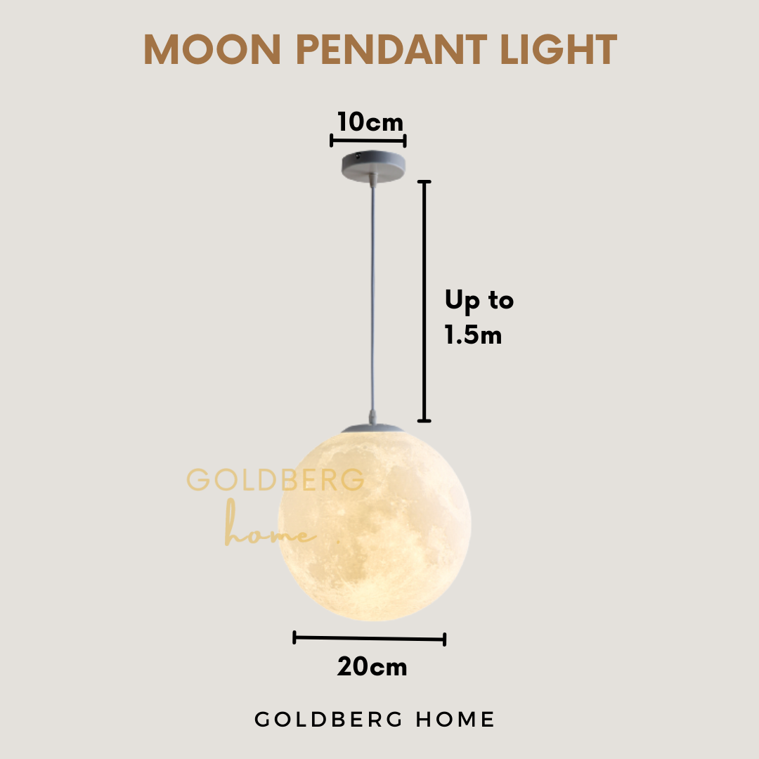 Measurement of Goldberg Moon Pendant Light |Sleek Pendant Light | Goldberg Home SG