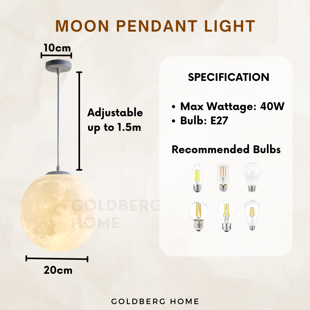 Goldberg Moon Pendant Light 20CM