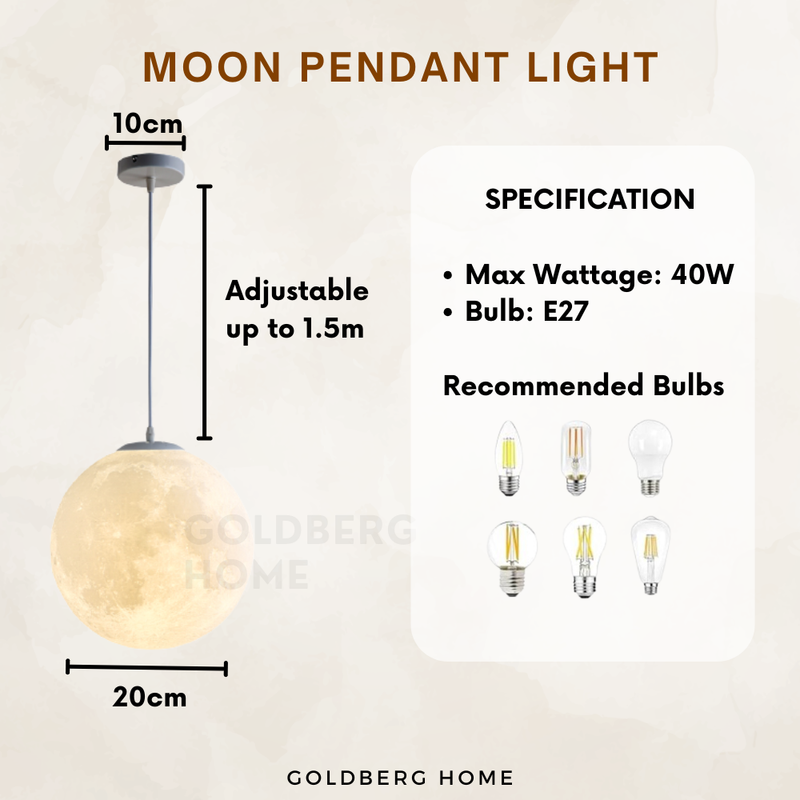 Goldberg Moon Pendant Light 20CM