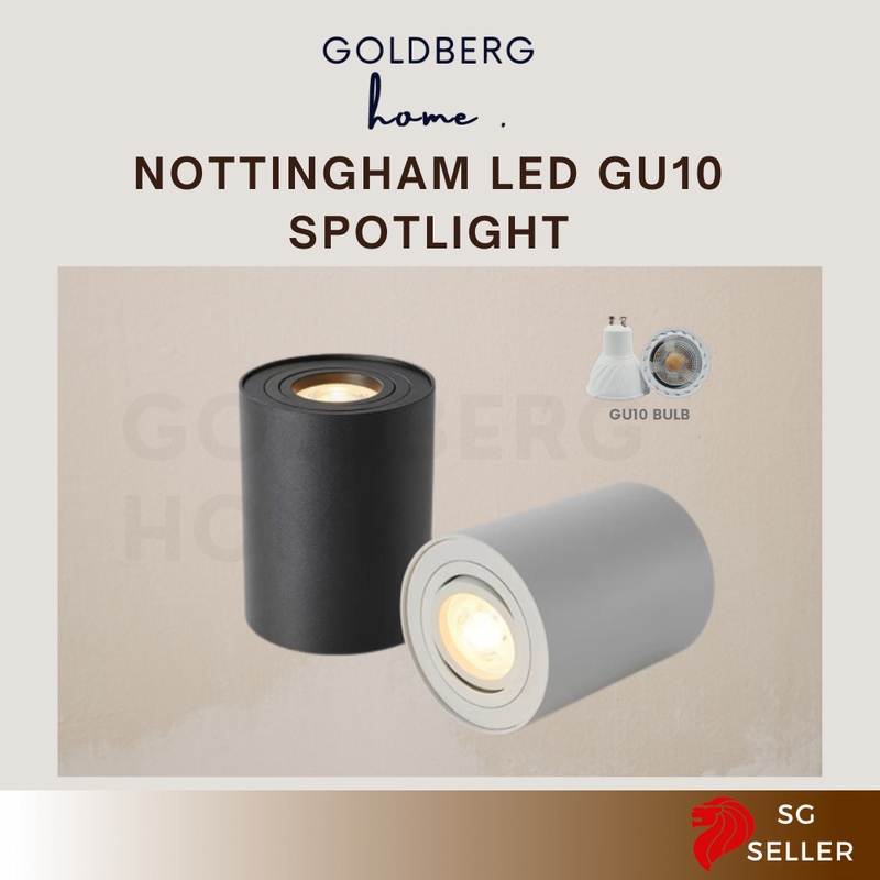 Nottingham 6W LED GU10 Adjustable Surface Spotlight Black White