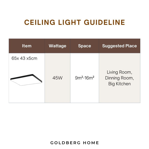 Oliver Rectangle Ceiling Light 45w Black and White