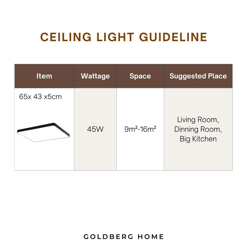 Oliver Rectangle Ceiling Light 45w Black and White