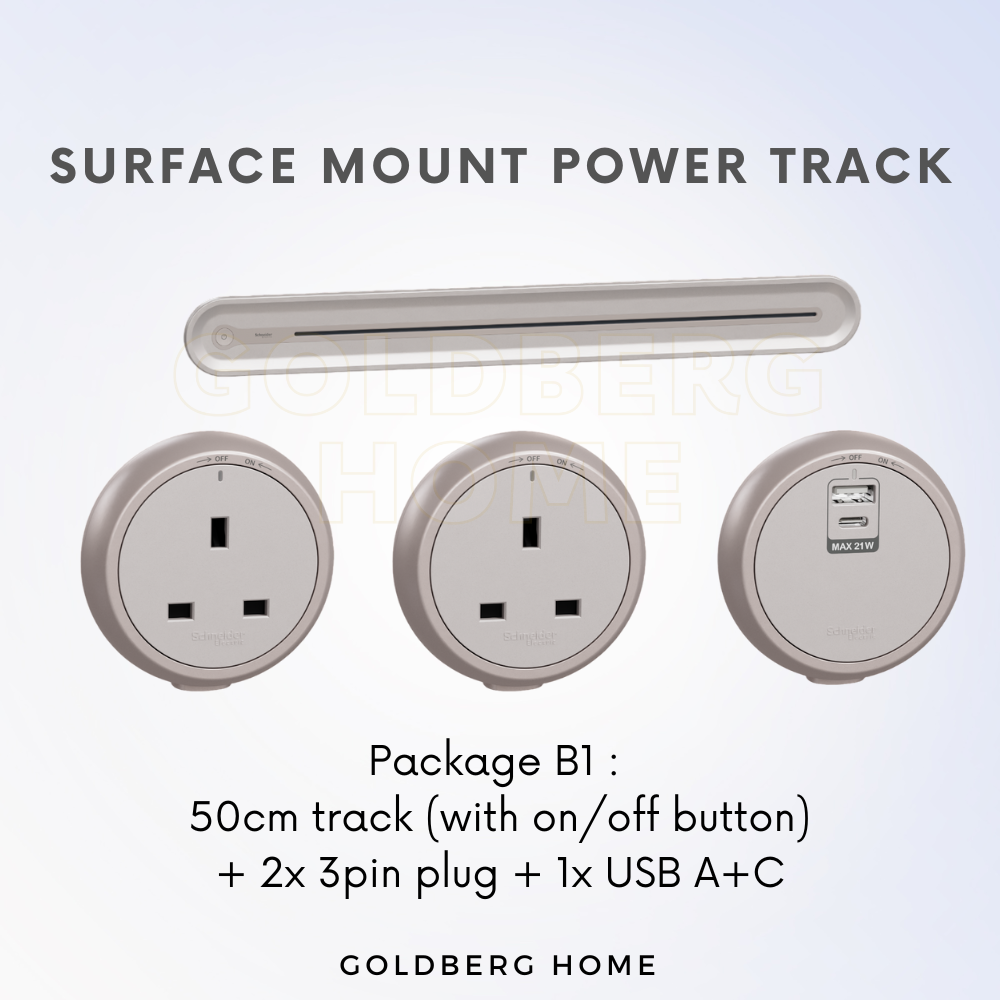 Goldberg Home bulk package options for Schneider power tracks and socket adapters, Package B1.