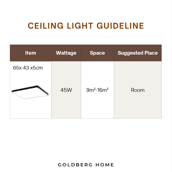 Oliver Rectangle Ceiling Light 45w Black and White