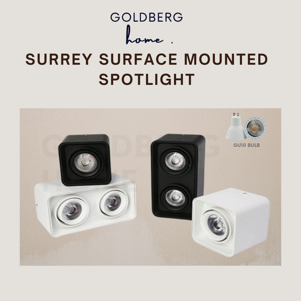 Surrey Anti-Glare 360 Degree Surface Mounted Spotlight 7W GU10 LED Black White Square
