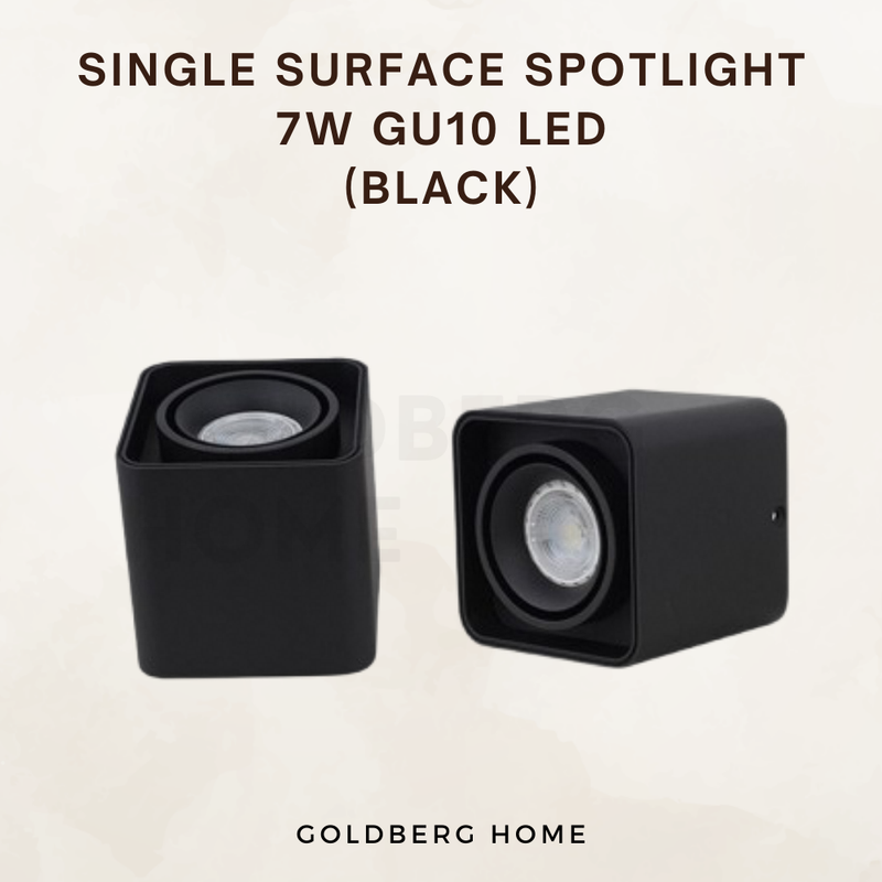 Surrey Anti-Glare 360 Degree Surface Mounted Spotlight 7W GU10 LED Black White Square