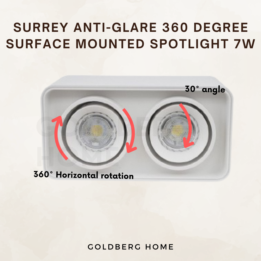 Close up of Surrey Anti-Glare 360 Degree Spotlight | Surface Mounted Spotlight | Goldberg Home SG
