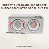 Surrey Anti-Glare 360 Degree Surface Mounted Spotlight 7W GU10 LED Black White Square