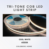 Premium Tri-tone 3Tone COB LED Light Strip 608LEDS 5M 12V 24V