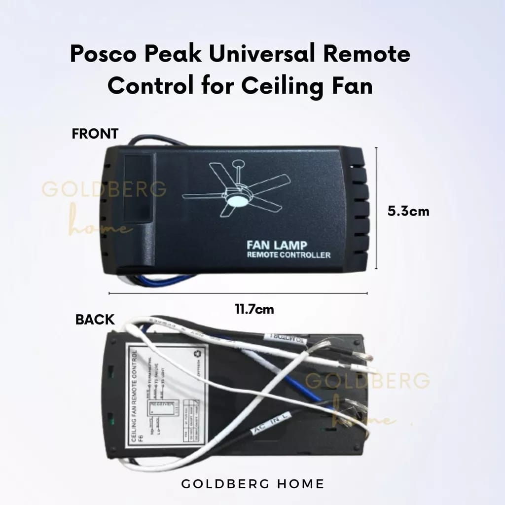 Measurement of Posco Peak Universal Remote Control | Remote Control for Ceiling Fan | Goldberg Home SG