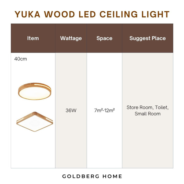 Yuka Wood 40cm 36W LED Ceiling Light