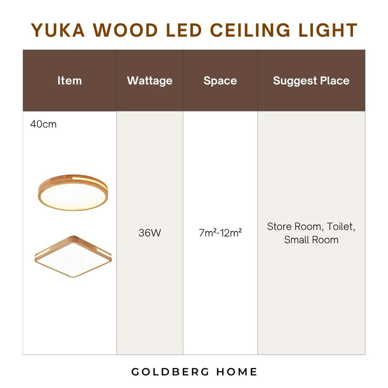 Yuka Wood 40cm 36W LED Ceiling Light