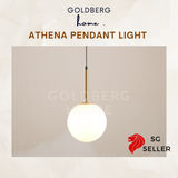 Goldberg Home Athena & Bolia frosted glass pendant light with 9W LED for soft, diffused Singapore home lighting.