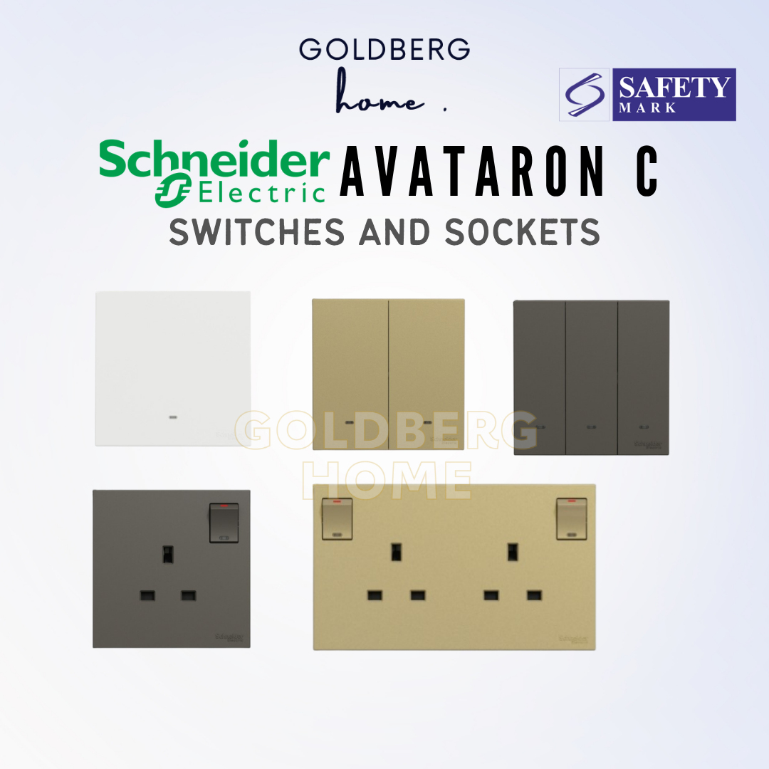 Schneider Avataron C Switch and Socket Wine Gold, Dark Grey, White