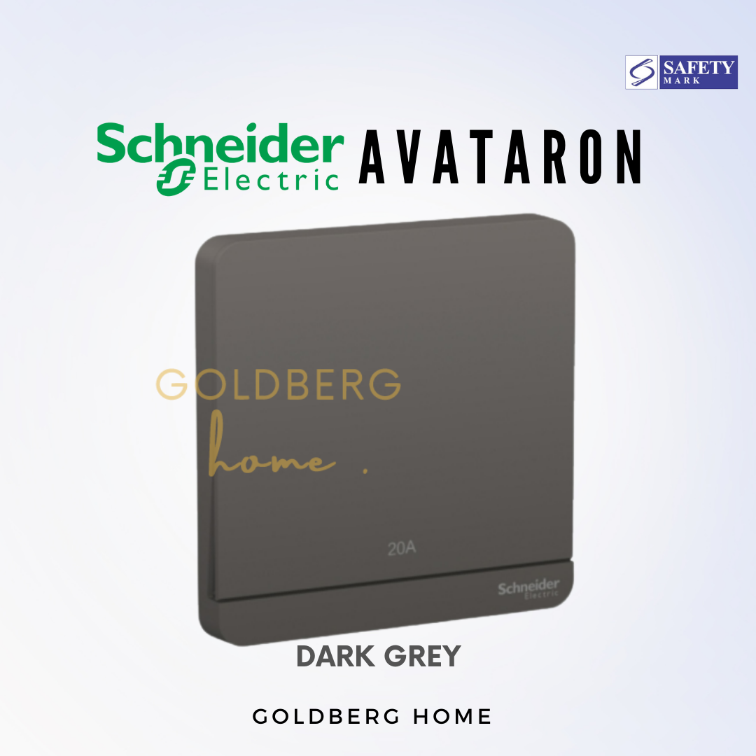 Dark Grey Schneider AvatarON 20A switch. Modern matte finish for Singapore condo renovations.