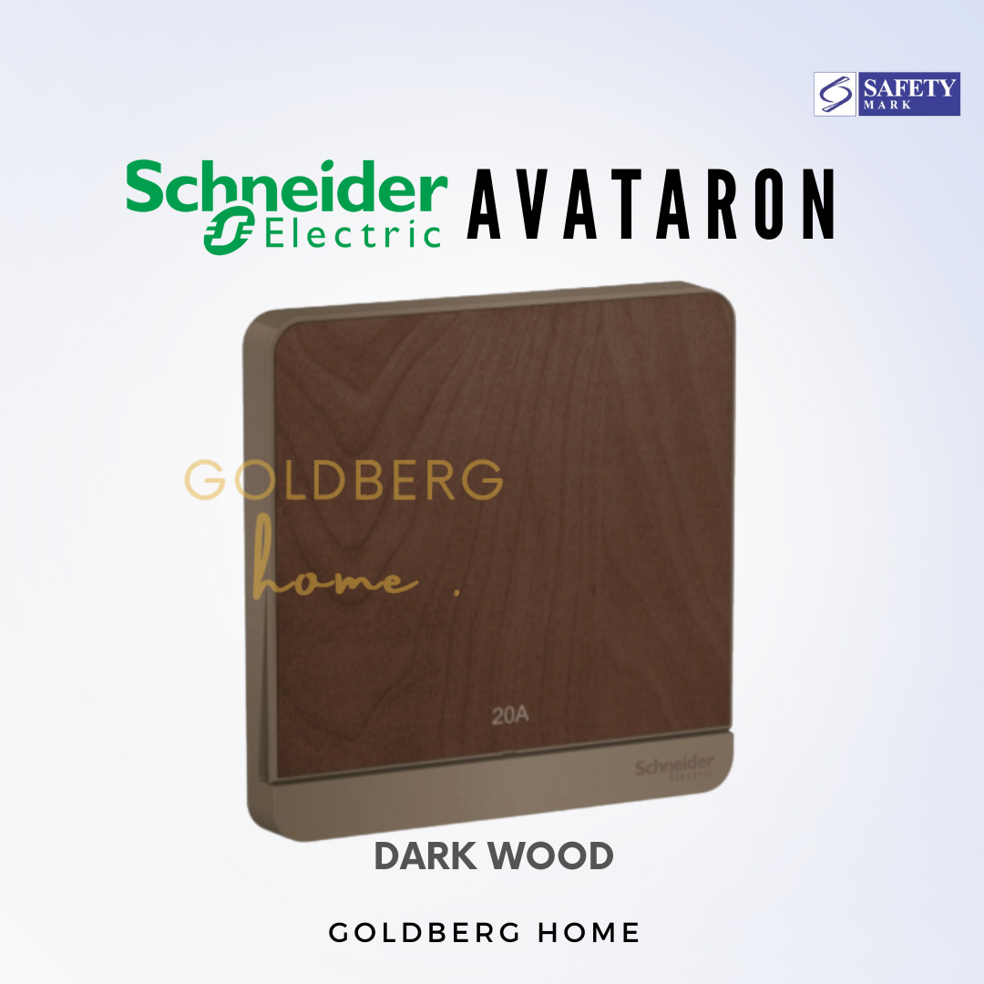 Dark Wood texture 20A heater switch. Schneider AvatarON series by Goldberg Home Singapore.