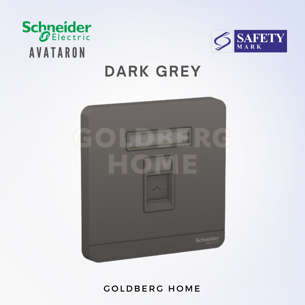 Schneider AvatarON Cat6 data socket in Dark Grey. Goldberg Home premium finish for Singapore condos.