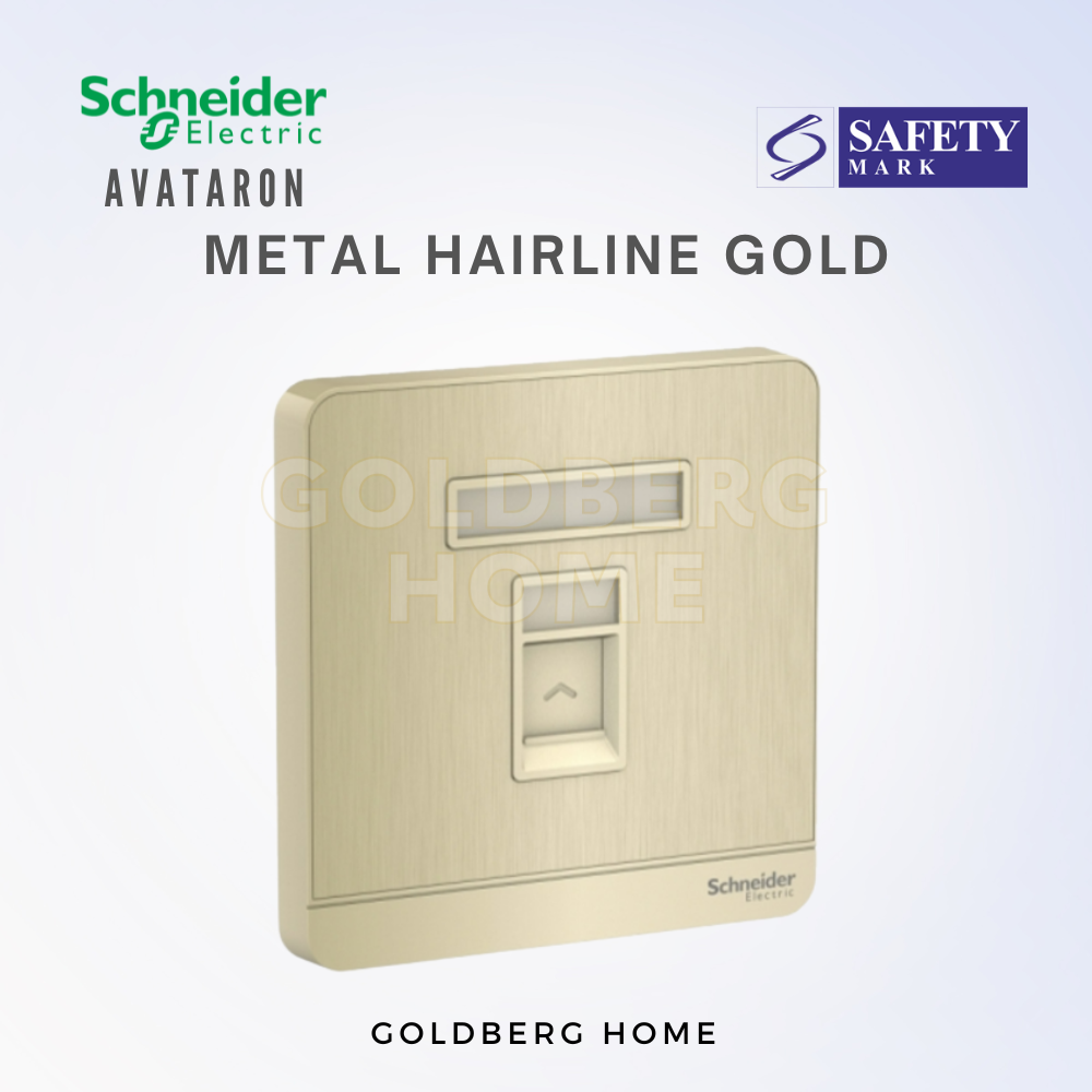 Hairline Gold Schneider AvatarON RJ45 data socket. Goldberg Home luxury finish for Singapore renovations.