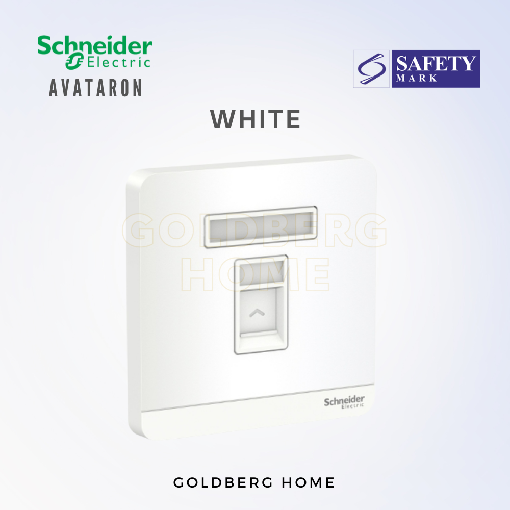 White Schneider AvatarON RJ45 Cat6 data socket by Goldberg Home. Single gang for SG BTO networking.