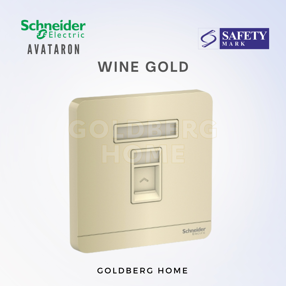 Wine Gold Schneider AvatarON RJ45 socket by Goldberg Home. Elegant data point for landed estate homes.