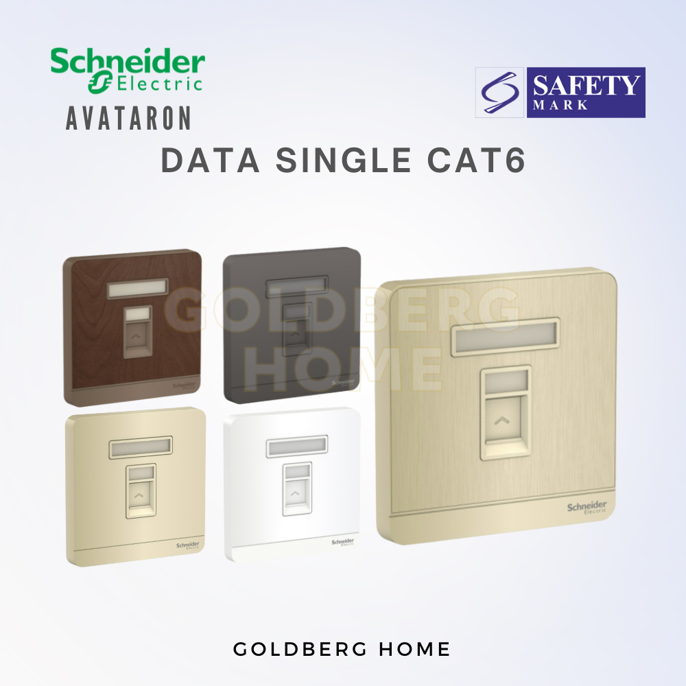 Schneider AvatarON single gang RJ45 Cat6 data socket by Goldberg Home. High-speed networking for SG homes.