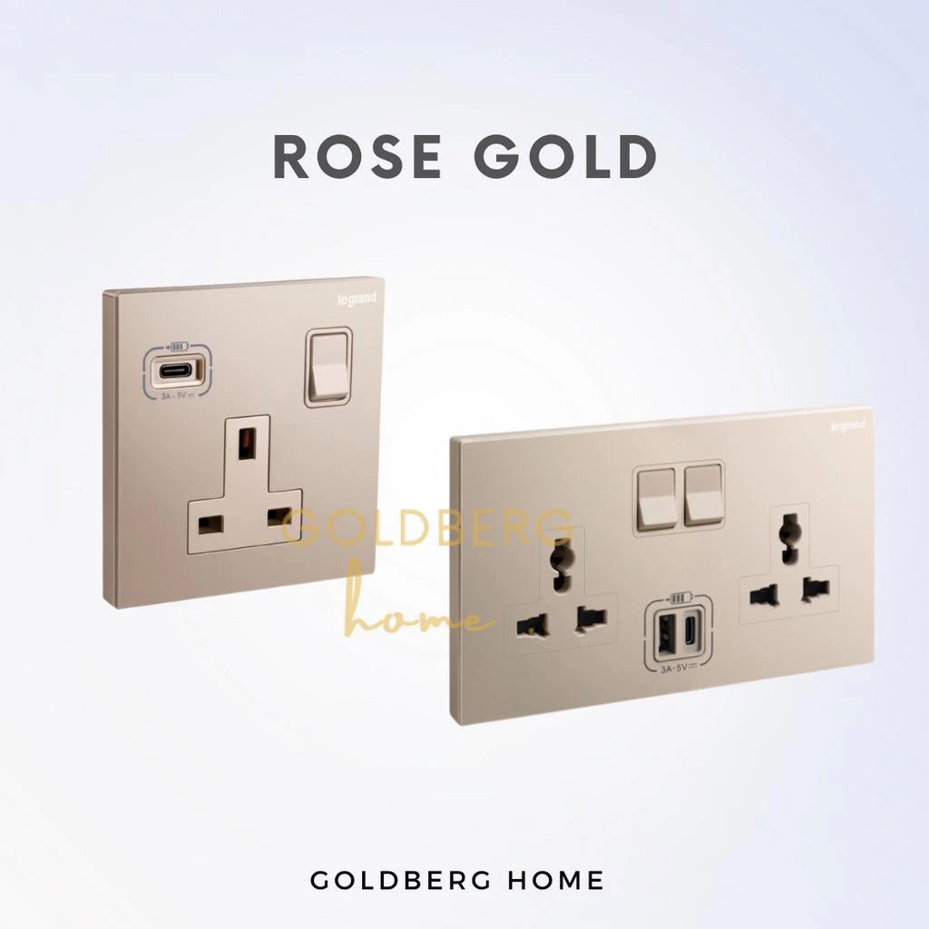 Legrand Galion Socket with USB White Dark Silver Champagne Rose Gold Matt Black