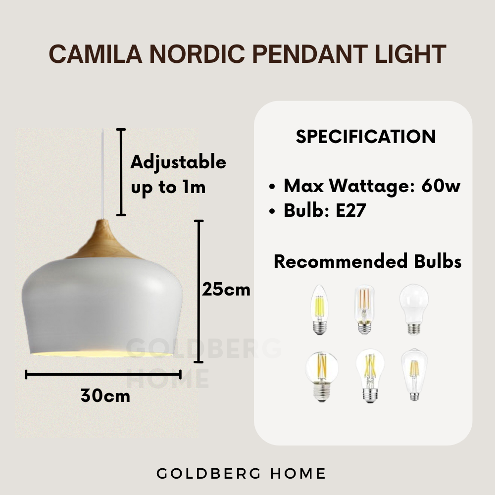 Specification of Camila Zaro Nordic Pendant Light | Nordic Pendant Light | Goldberg Home SG