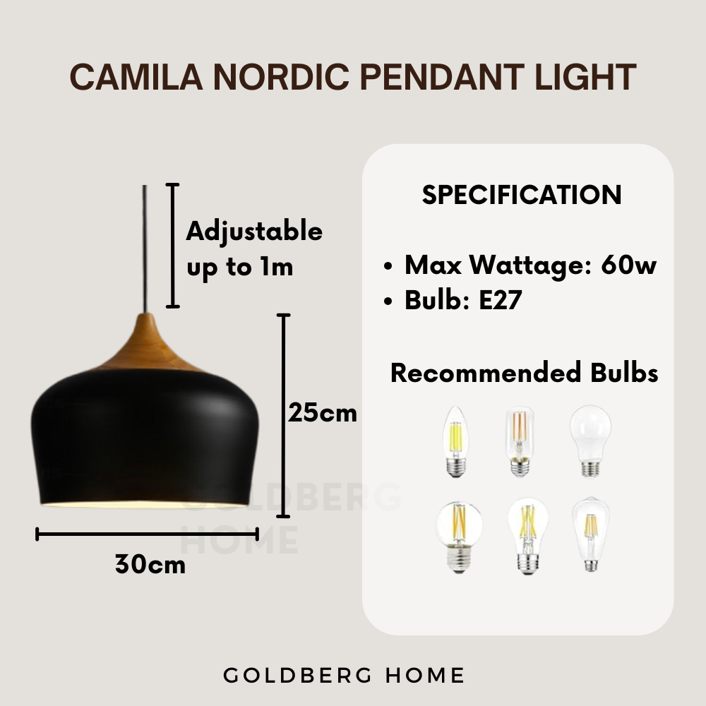 Specification of Camila Zaro Nordic Pendant Light | Nordic Pendant Light | Goldberg Home SG