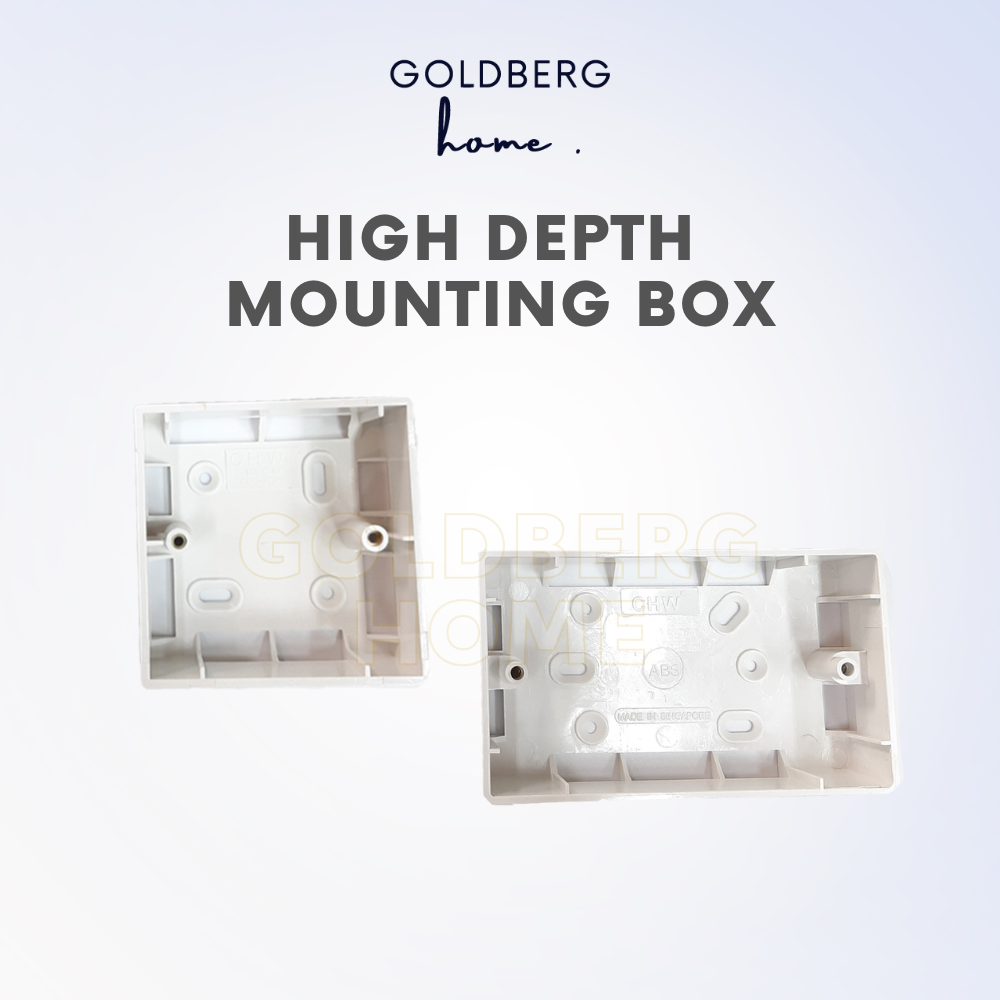 Goldberg Home 48mm deep surface mounting box designed for safe electrical switch installation in Singapore interiors.