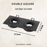Goldberg Double Square rotatable LED spotlight for high-output directional lighting in living rooms or galleries.