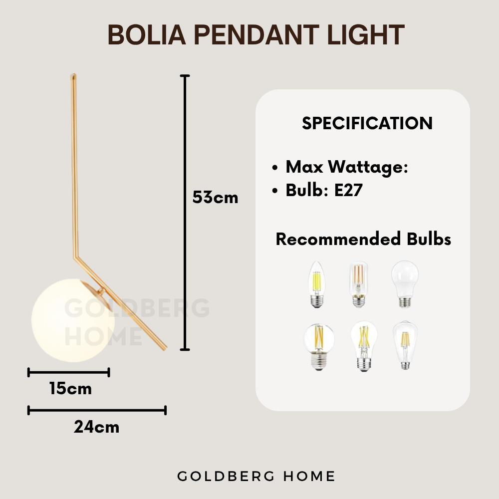 Recommended LED bulb for Bolia series glass light, perfect for bright yet glare-free study areas.