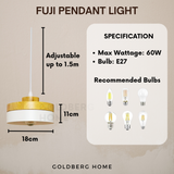 Deluxe Wood & White Fuji Pendant light