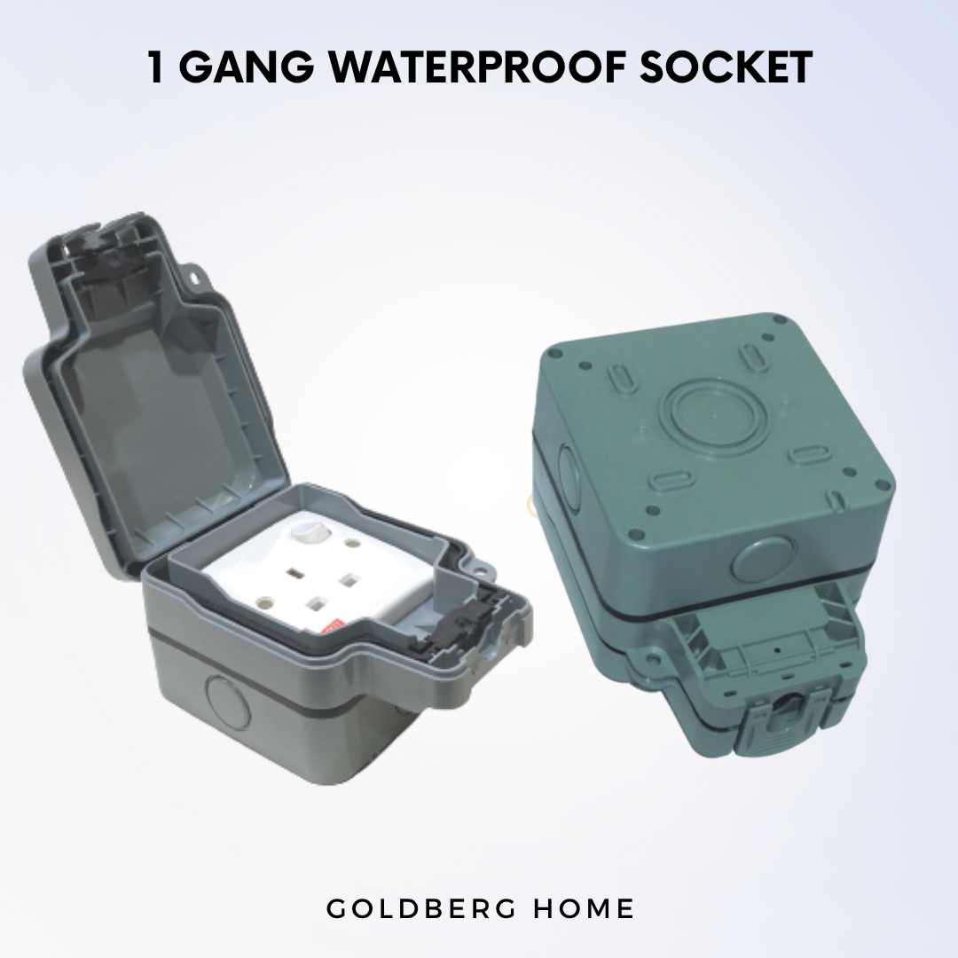 FYM single waterproof socket installed in a Singapore landed estate porch by Goldberg Home.