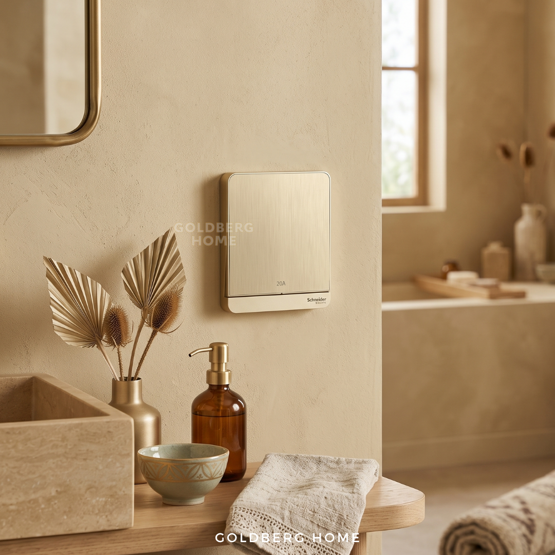 Goldberg Home AvatarOn wine gold switch matching a sophisticated dark themed Singapore BTO flat.