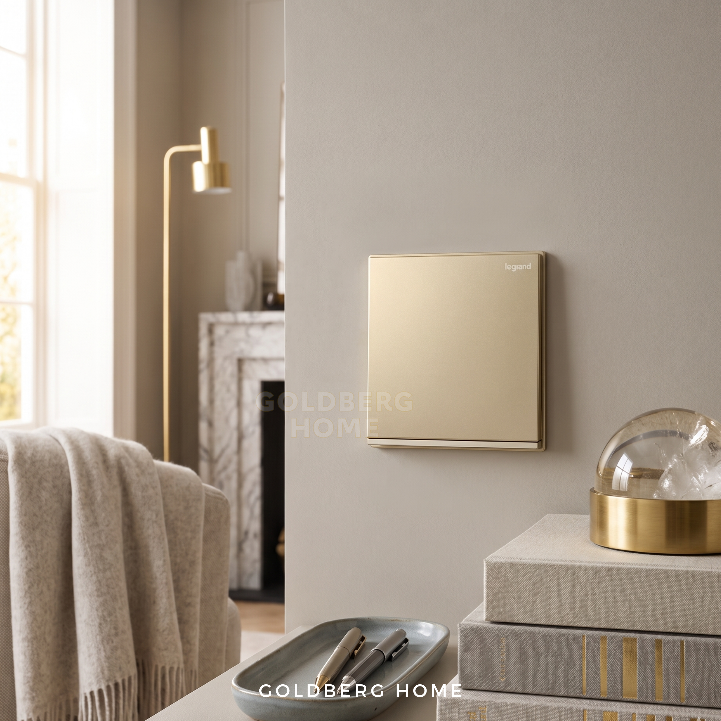 Goldberg Home Galion champagne switch matching a modern warm minimalist Singapore BTO flat