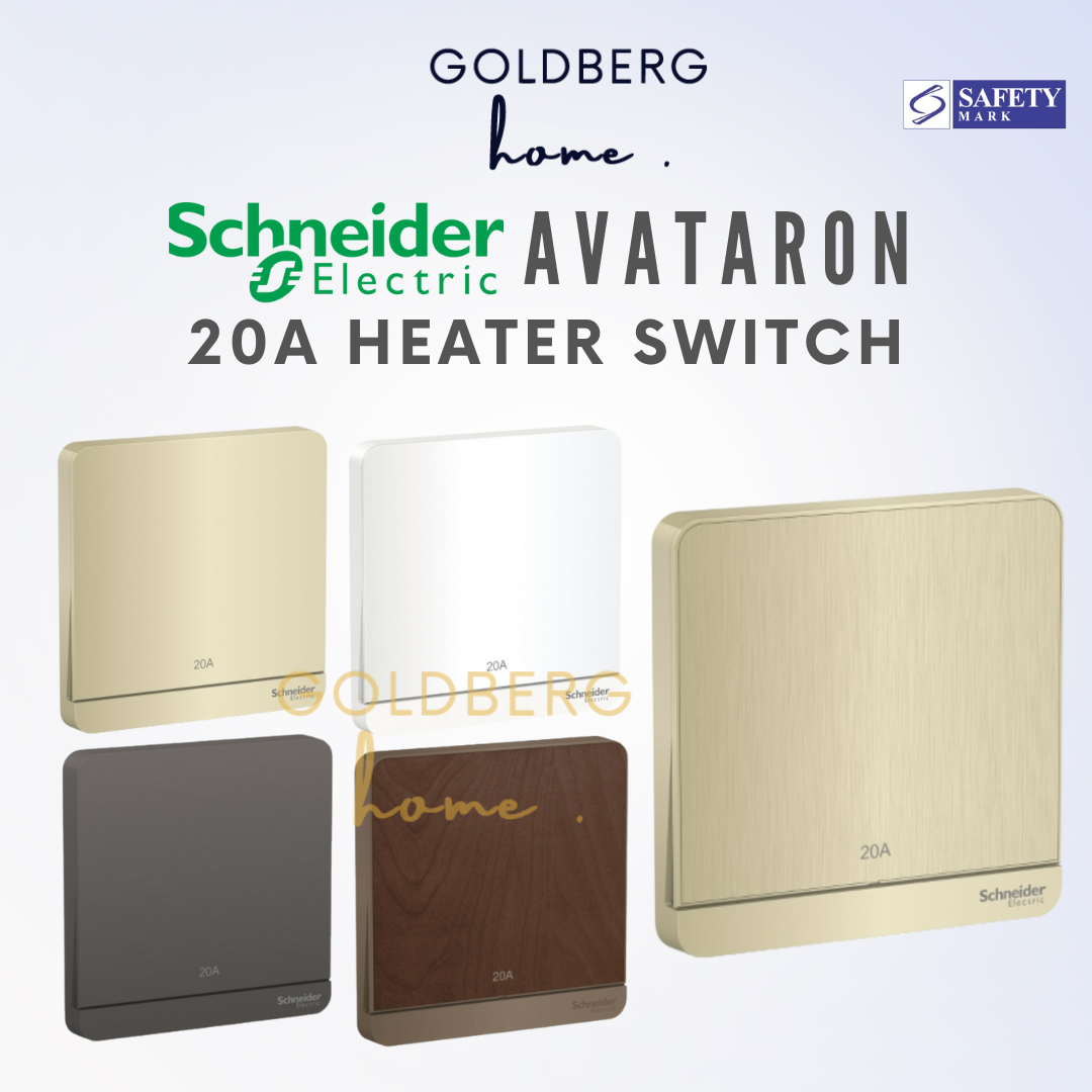 Schneider AvatarON 20A heater switch by Goldberg Home. Available in 1-gang and 2-gang premium finishes. E8331D20N