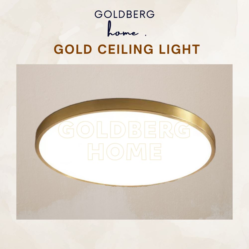 Edinburgh premium gold LED ceiling light available in 23cm, 30cm, and 40cm sizes.