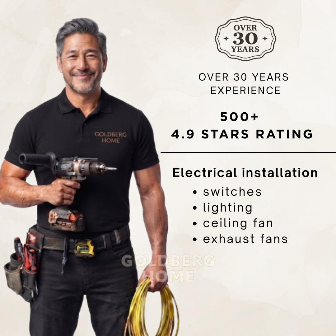 Professional electrical installation service for switches, lights, and fans by Goldberg Home Singapore.