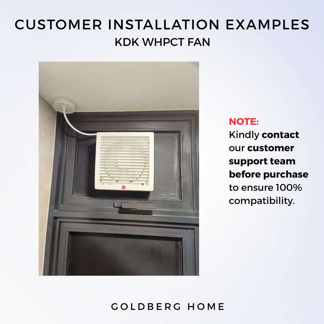 Goldberg Home KDK 15 WHPCT glass installation exhaust fan for Singapore homes