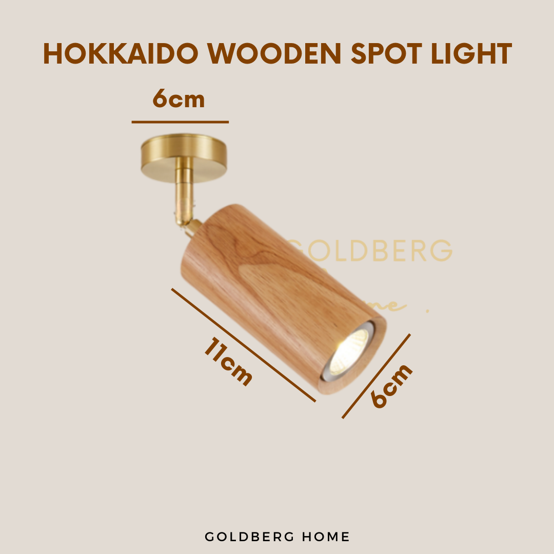 Goldberg Home Hokkaido 7W wooden spotlight 1-head 11cm Nordic downlight for SG homes.