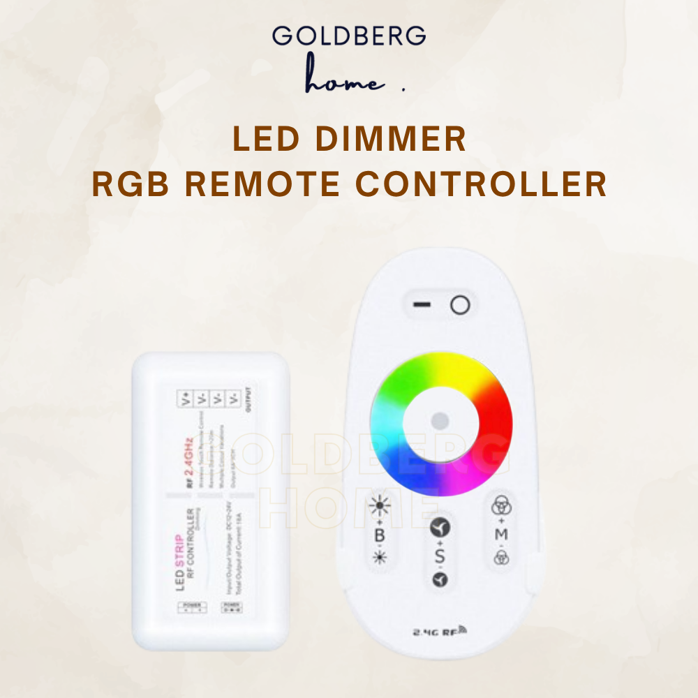 2.4G RF LED dimmer RGB remote controller set with receiver module in white by Goldberg Home SG.