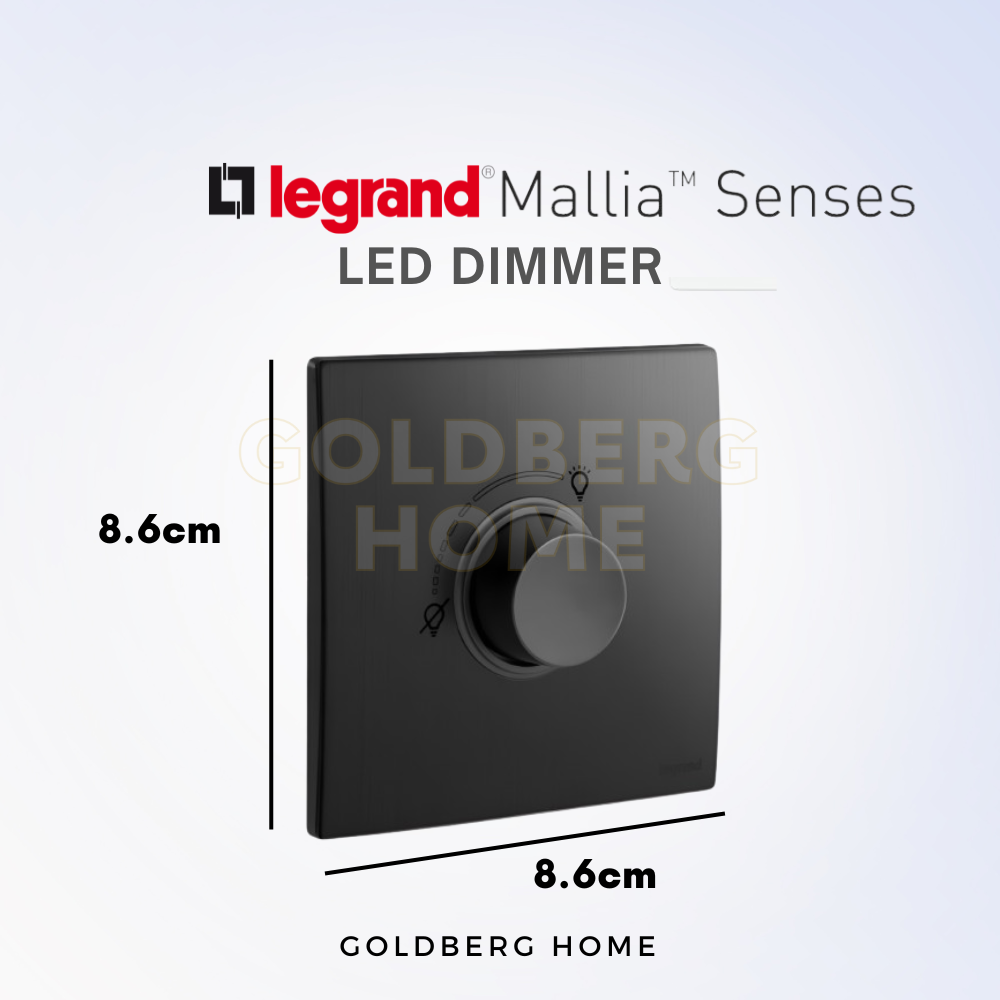 86x86mm dimensions for Legrand Mallia Senses dimmer by Goldberg Home SG.