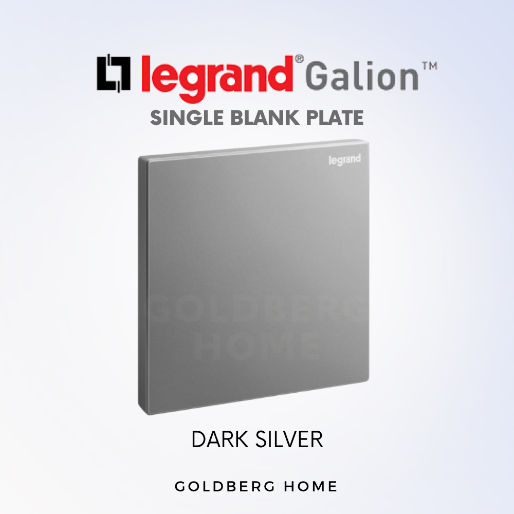 Legrand Galion 1-gang single blank plate in dark silver for modern SG homes, from Goldberg Home.