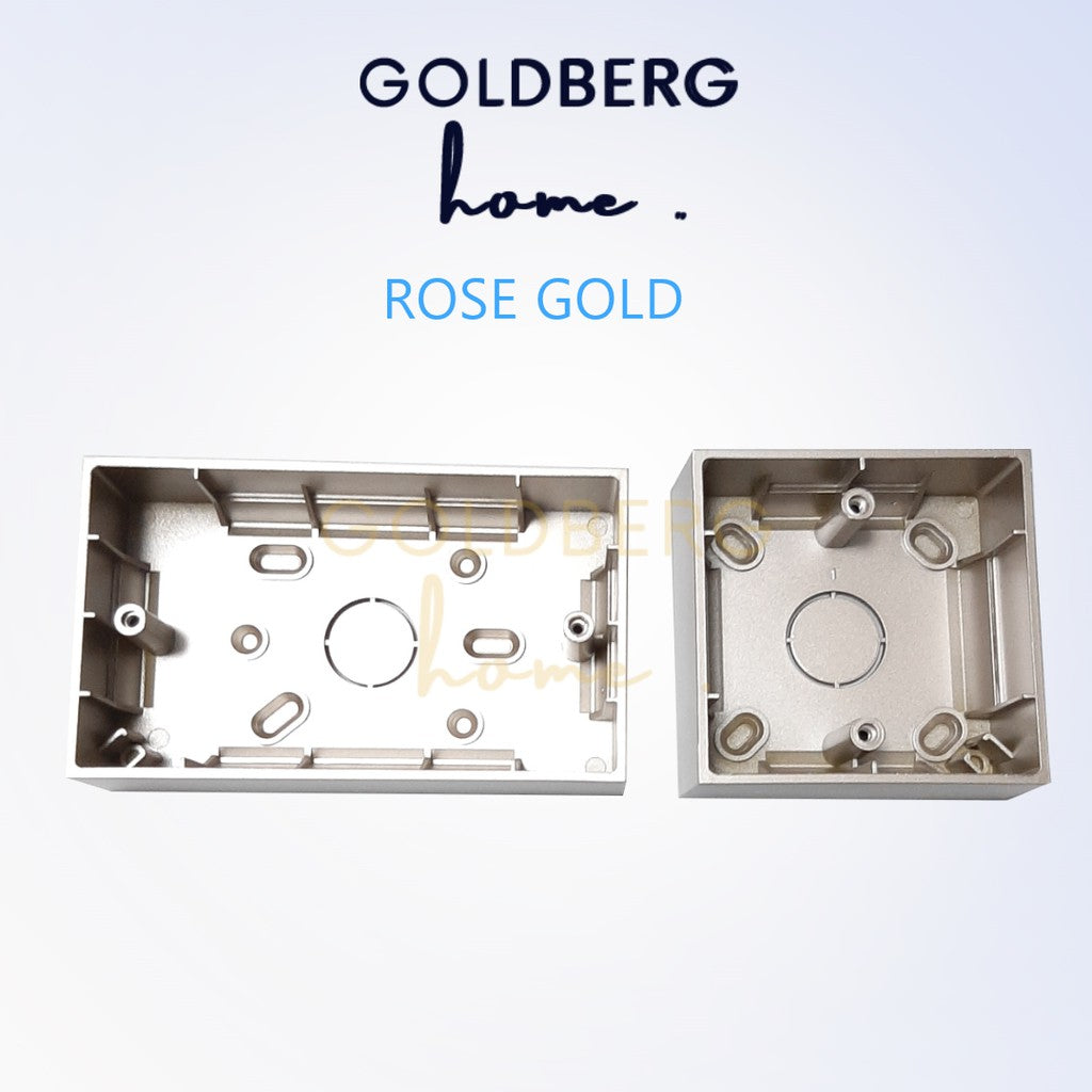 Goldberg Home mounting boxes in Rose Gold.