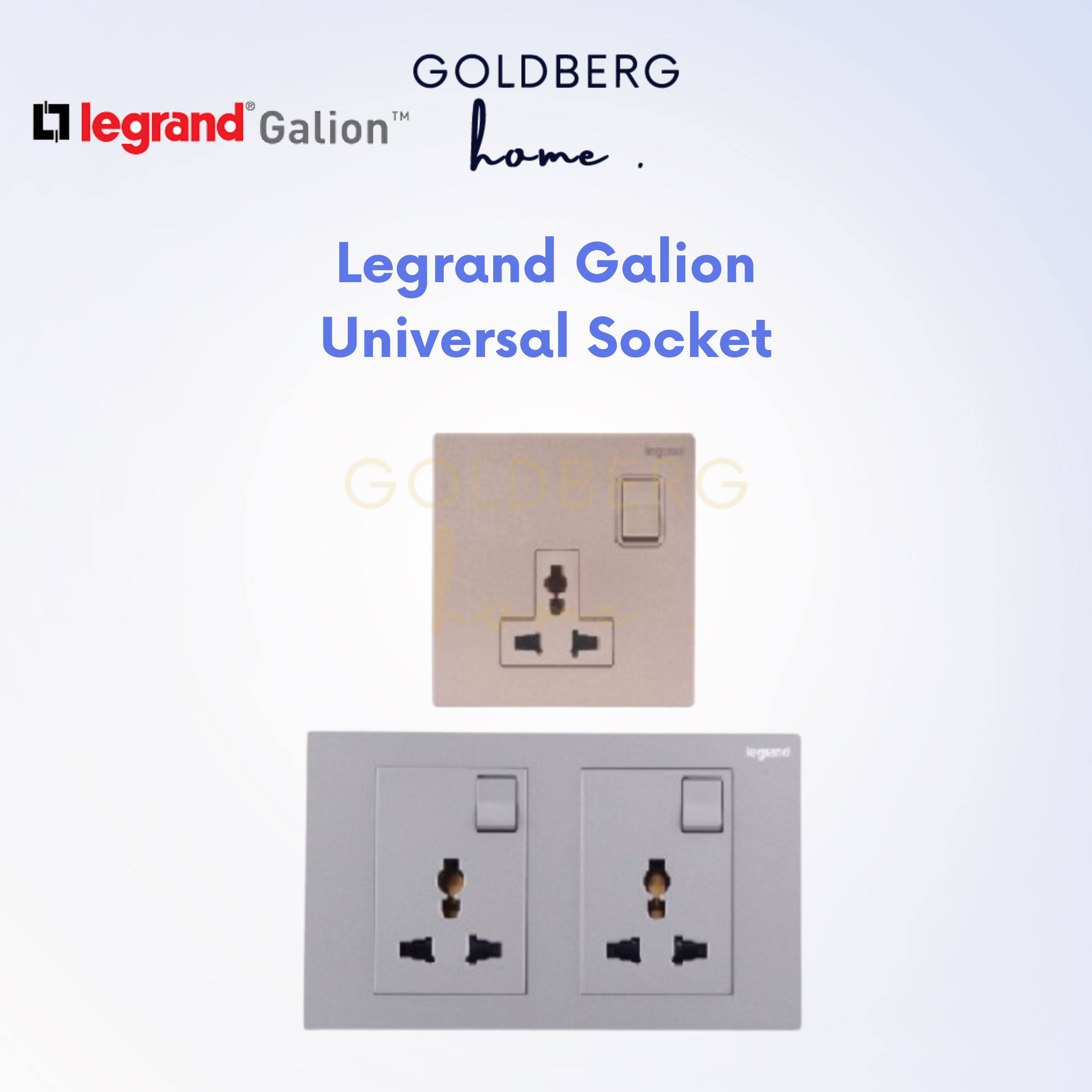 Legrand Galion Universal Wall Socket by Goldberg Home, supports international plug types for Singapore homes.
