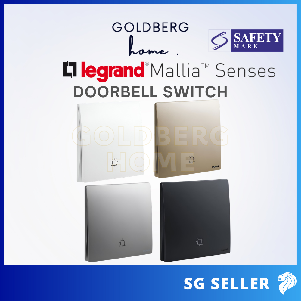 Legrand Mallia Senses designer bell switch for Singapore homes, available at Goldberg Home.